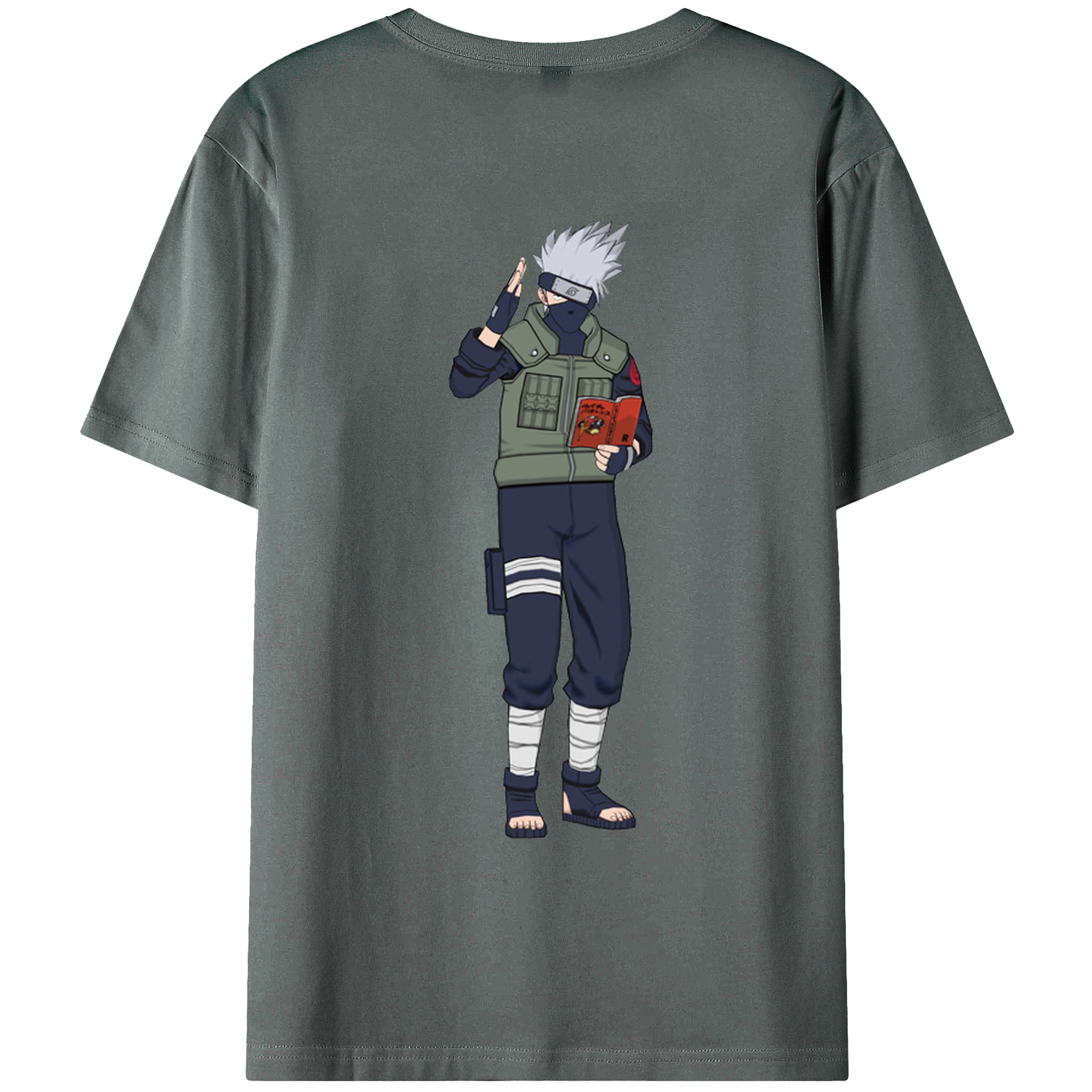 （画像用） NARUTO -ナルト- はたけ カカシ Hatake Kakashi 綿100％ メンズ半袖Tシャツ（バックプリント） 通気性